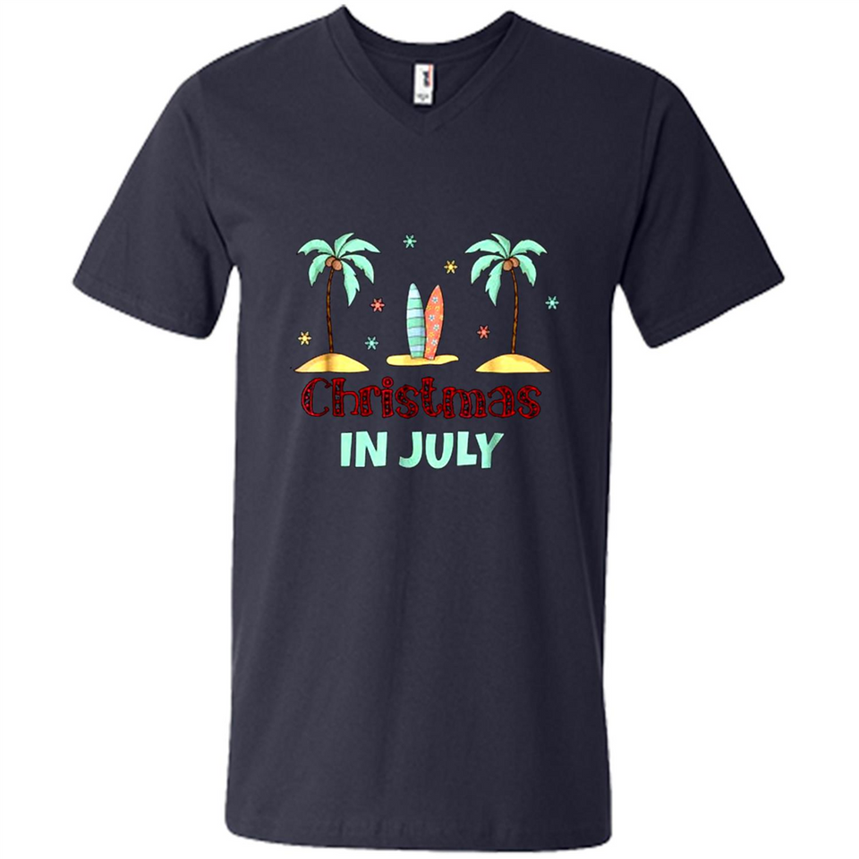 Christmas In July Shirt Surfing Palm Trees Surfboard - Men's V-Neck