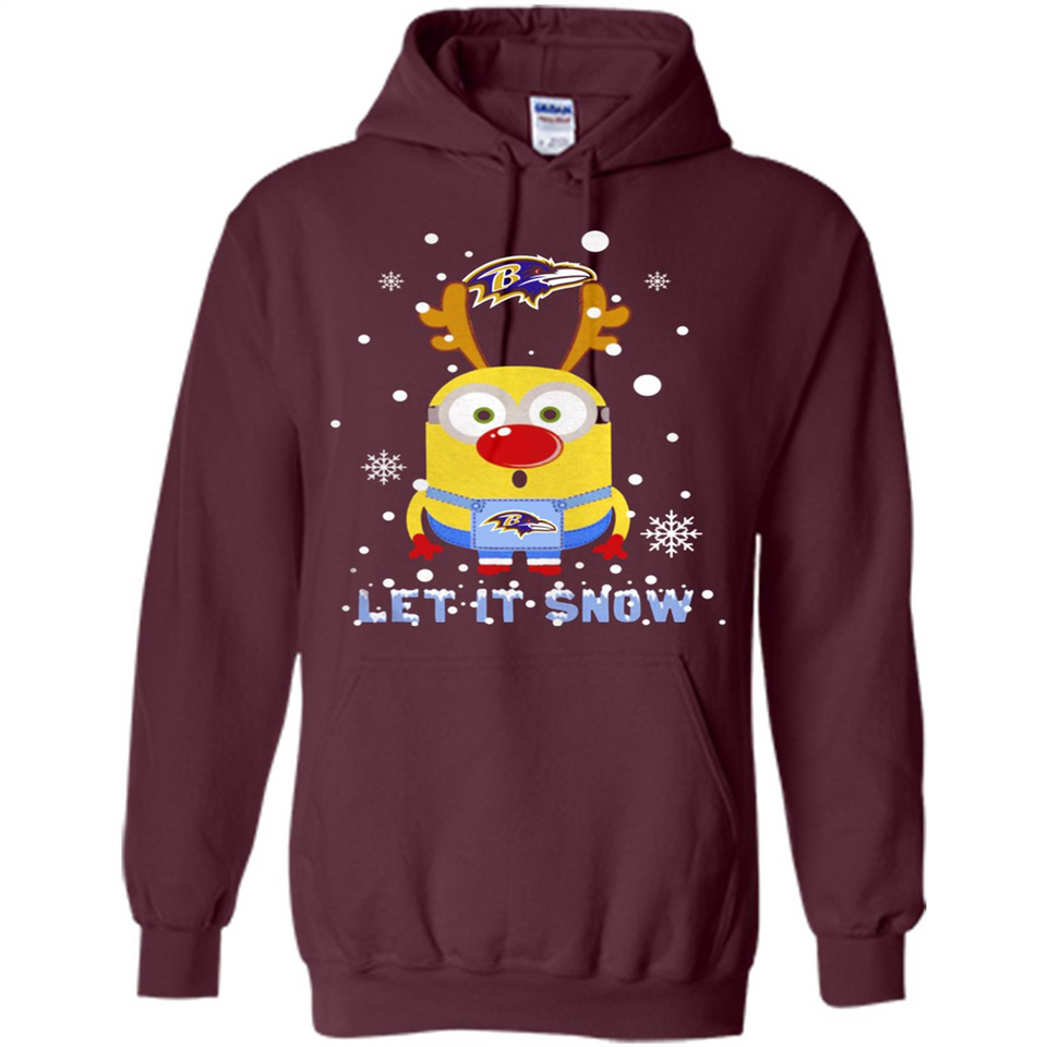Minion Baltimore Ravens Ugly Christmas Sweater Let it Snow - Hoodie