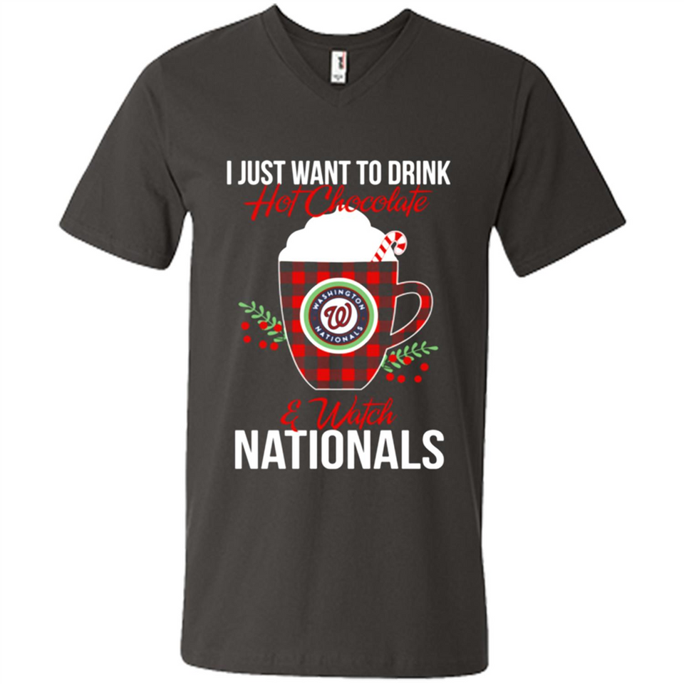 I Just Want To Drink Hot Chocolate & Watch Washington Nationals Ugly Christmas Sweater PINGPONG