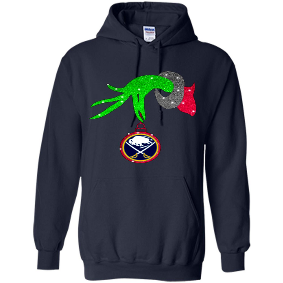 GRINCH HAND HOLDING BUFFALO SABRES GLITTER CHRISTMAS PINGPONG
