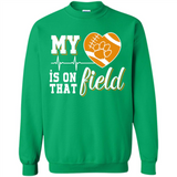Clemson Tiger Paw Football My Heart is on that Field - Sweatshirt