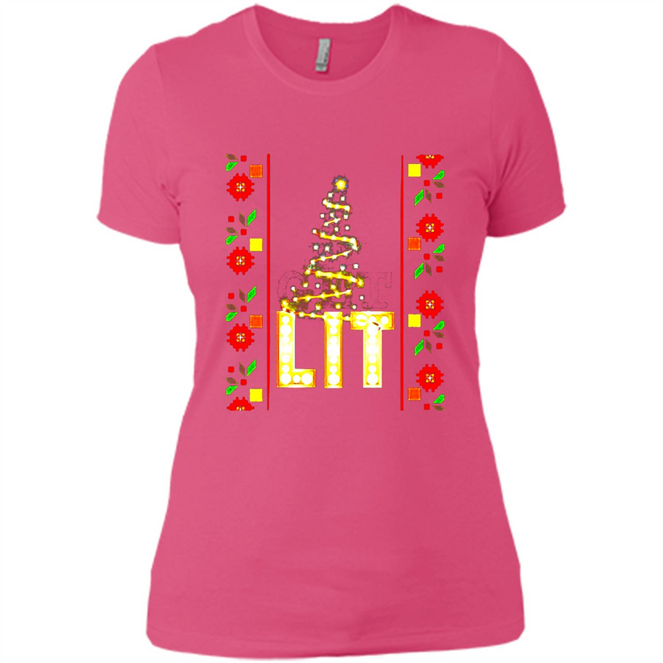 Funny Lets Get Lit Christmas Tree - Ladies' Boyfriend T-Shirt