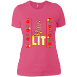 Funny Lets Get Lit Christmas Tree - Ladies' Boyfriend T-Shirt