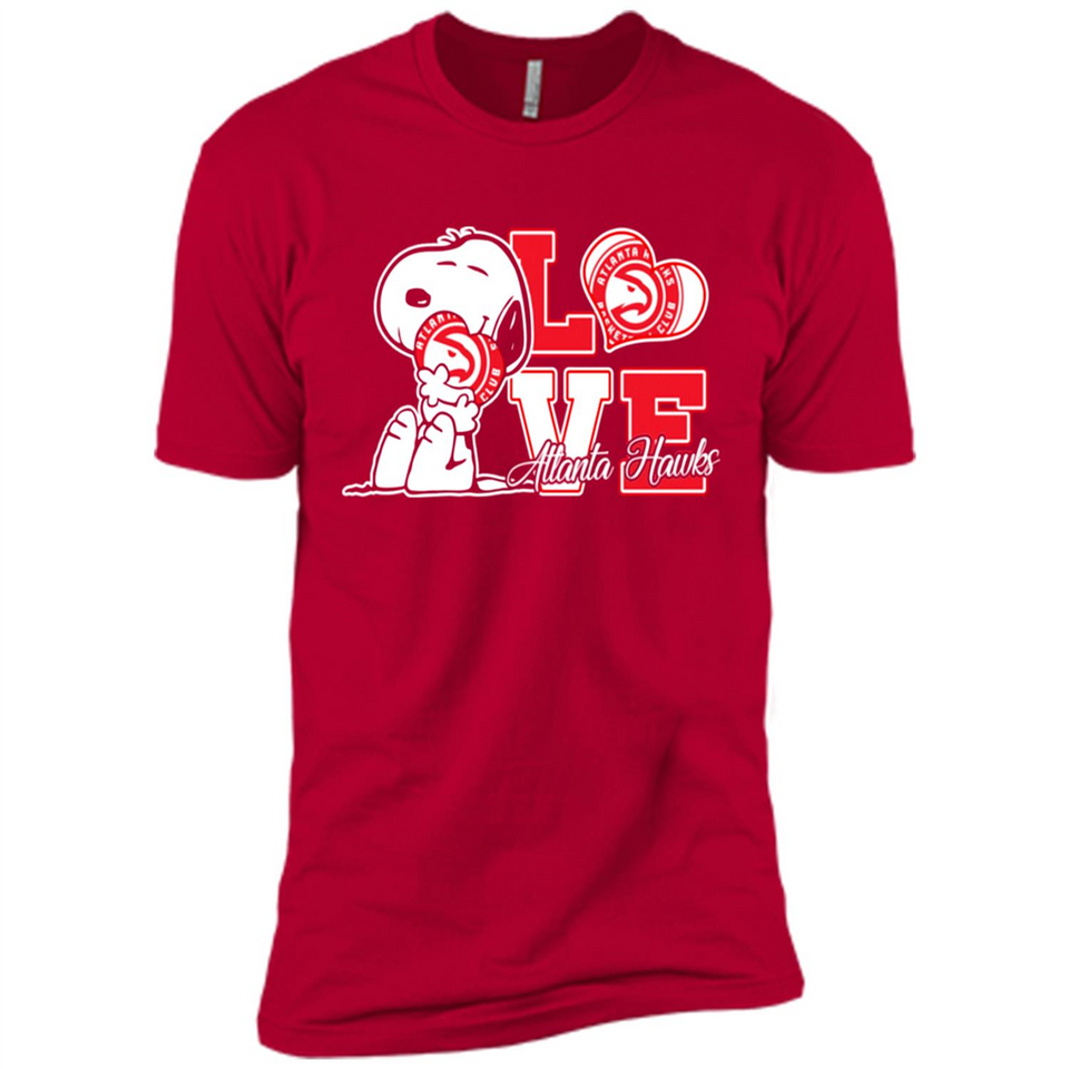 Snoopy loves NBA Atlanta Hawks - Premium Short Sleeve T-Shirt