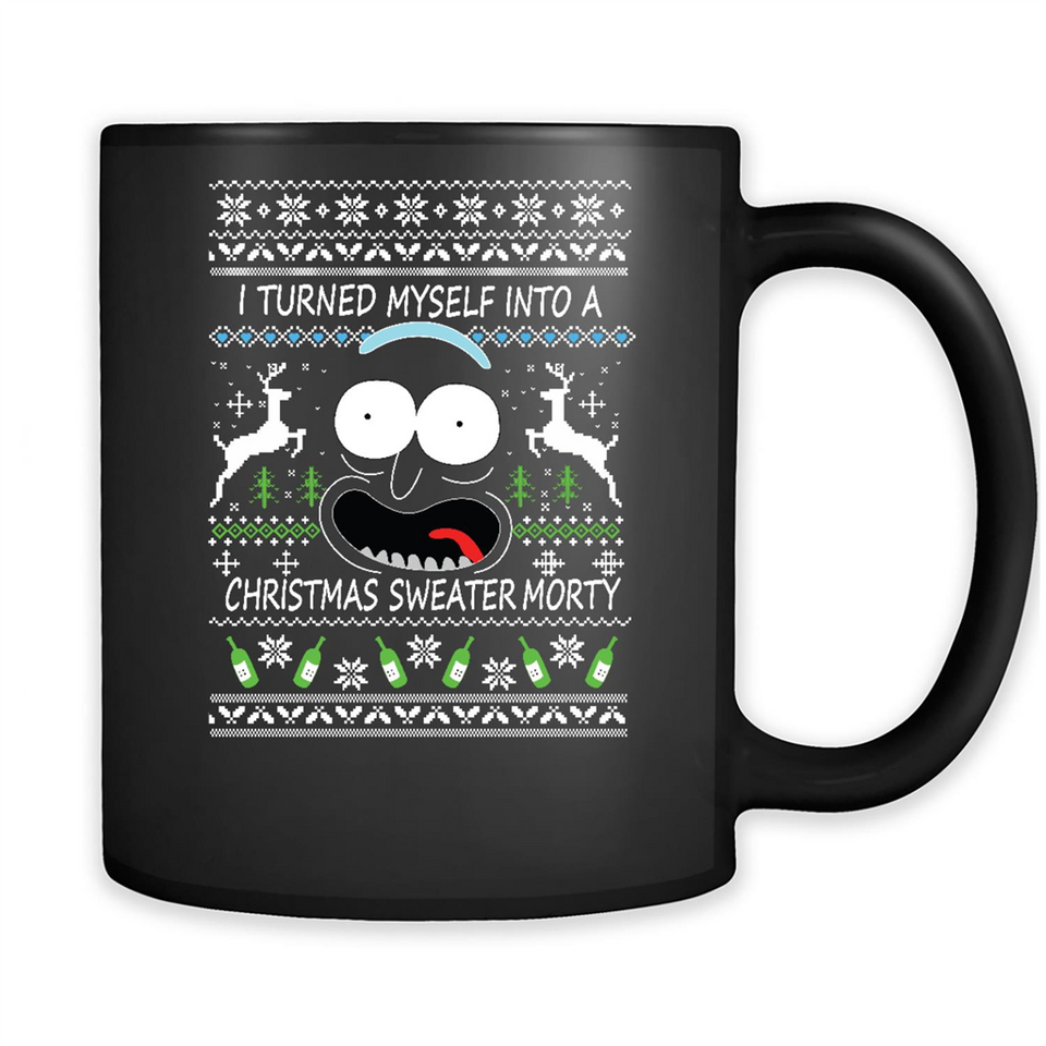 RICK AND MORTY-I TURNED MYSELF INTO A CHRISTMAS SWEATER MORTY UGLY XMAS SWEATER