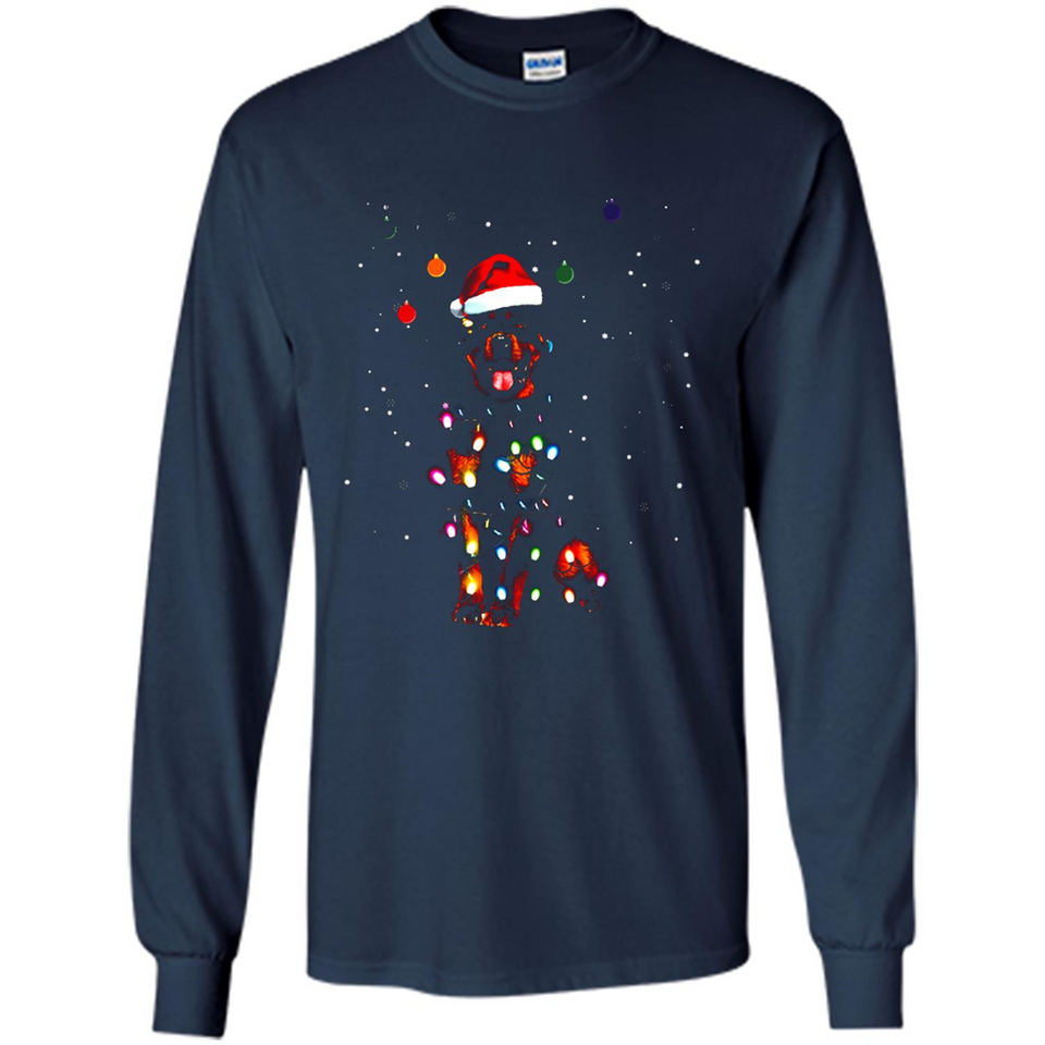 Rottweiler Santa Lights Christmas Dog Xmas Sweatshirt - Long Sleeve T-Shirt