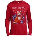 Christmas Ugly Sweater Cat With Christmas Meowy Chritstmas - Canvas Long Sleeve T-Shirt