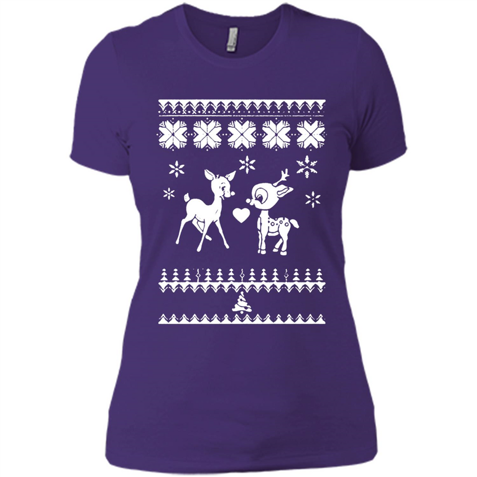 Rudolph and Clarice Ugly Christmas Sweater - Ladies' Boyfriend T-Shirt