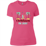 Christmas In July Shirt Surfing Palm Trees Surfboard - Ladies' Boyfriend T-Shirt