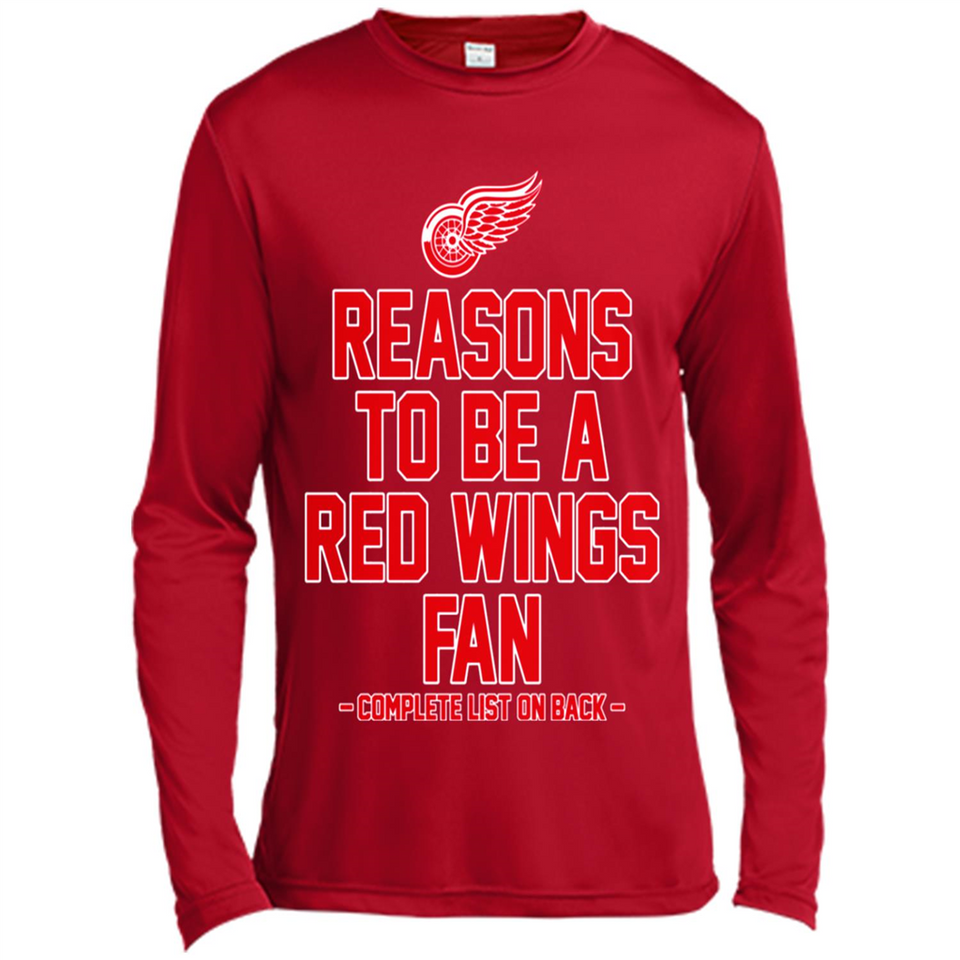 Reasons to be a Detroit Red Wings Fan Complete List on Back - Canvas Long Sleeve T-Shirt