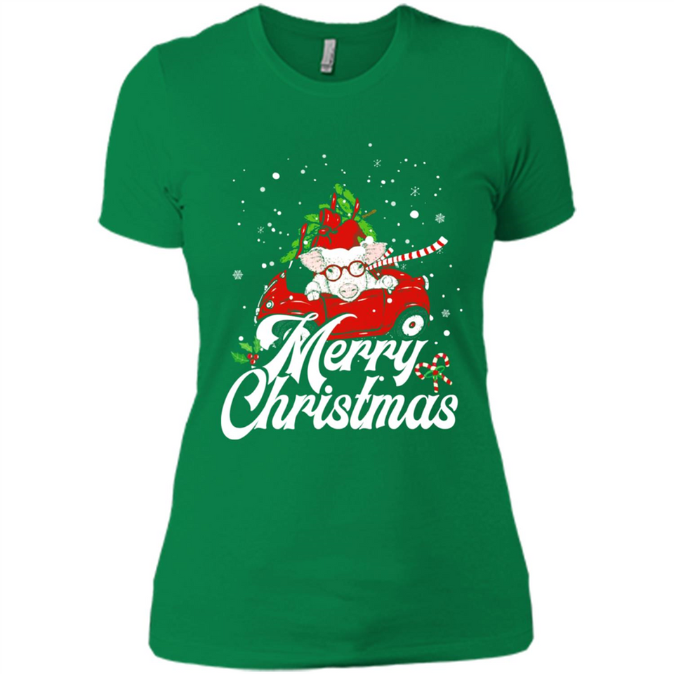 Merry Christmas Pig s - Ladies' Boyfriend T-Shirt