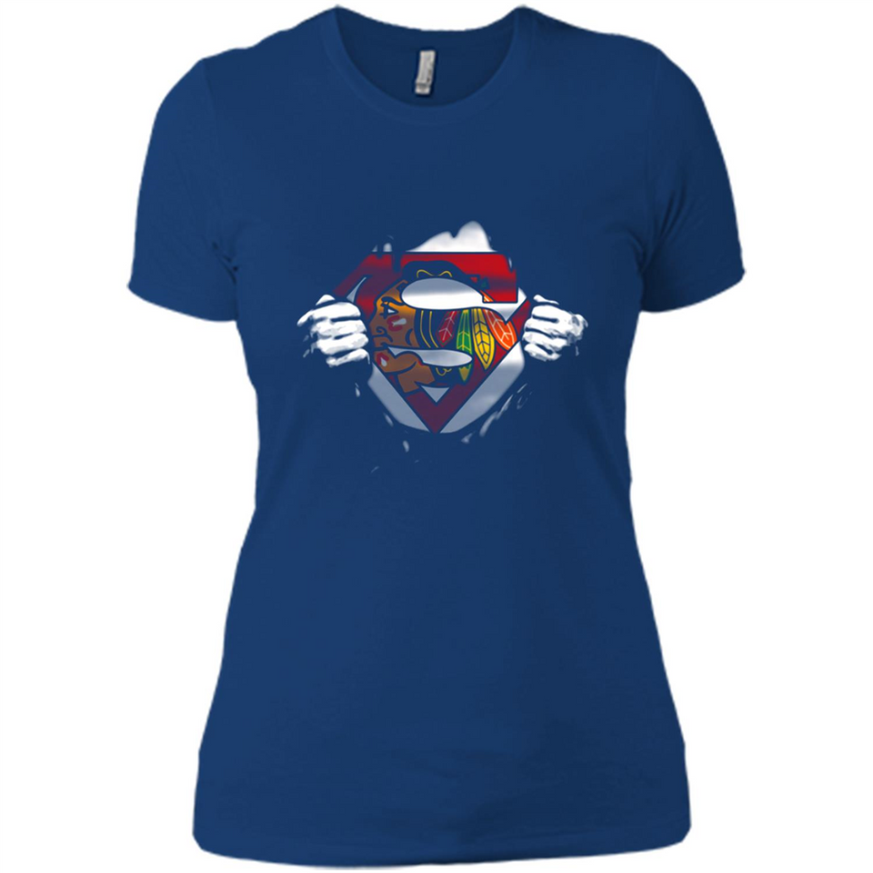 Chicago Blackhawks And Superman Fans - Ladies' Boyfriend T-Shirt