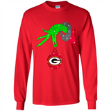 GRINCH HAND HOLDING GREEN BAY PACKERS GLITTER CHRISTMAS PINGPONG
