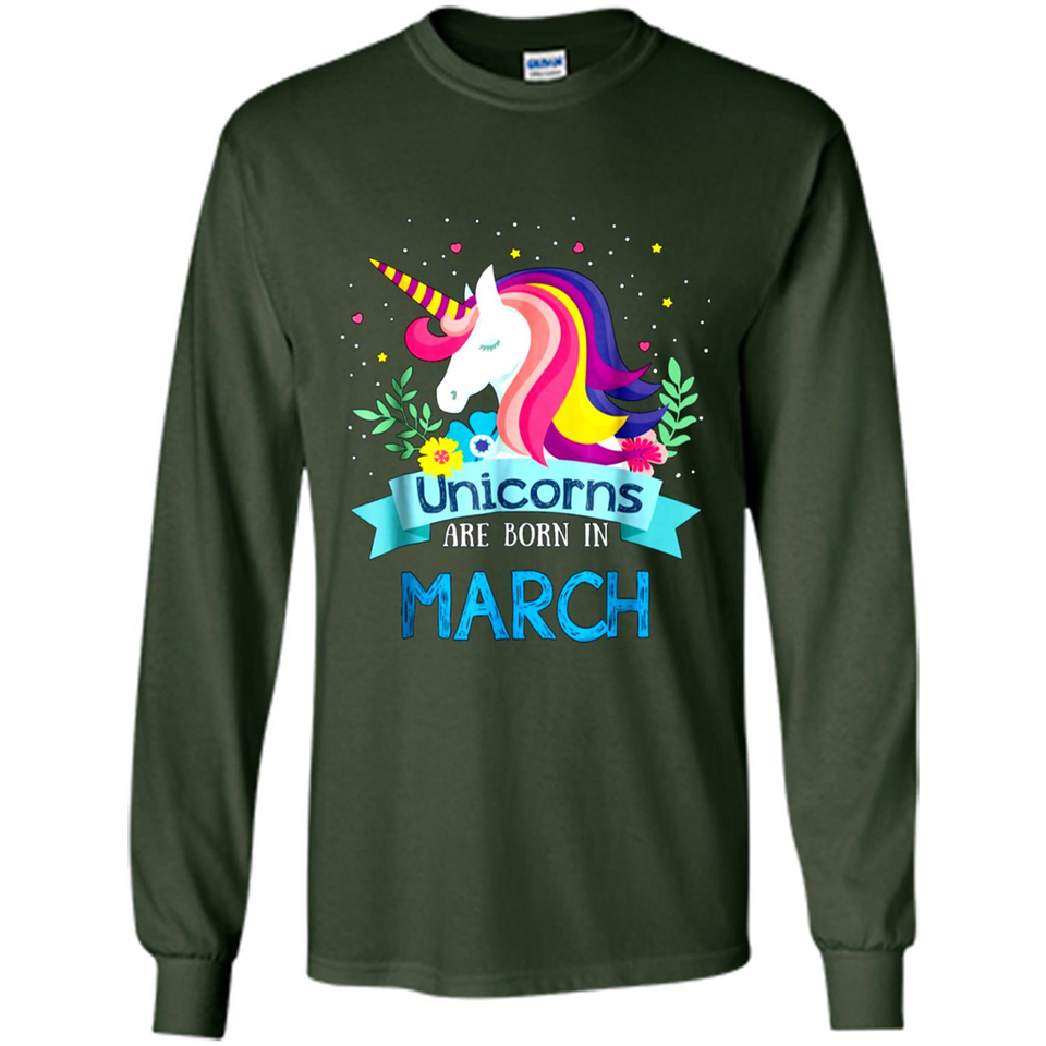 Unicorns are born in March Birthday Rainbow Gift Ladies Custom