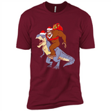 Bigfoot Riding Dinosaurus T-Shirt Funny Bigfoot Santa - Premium Short Sleeve T-Shirt