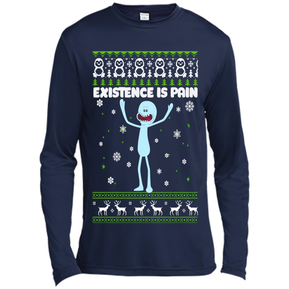 Mr Meeseeks Xistence Is Pain Ugly Christmas - Canvas Long Sleeve T-Shirt