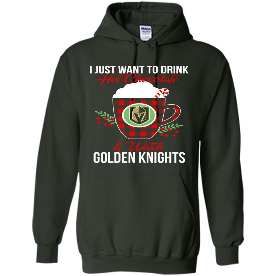 I Just Want To Drink Hot Chocolate & Watch Vegas Golden Knights Ugly Christmas Sweater PINGPONG