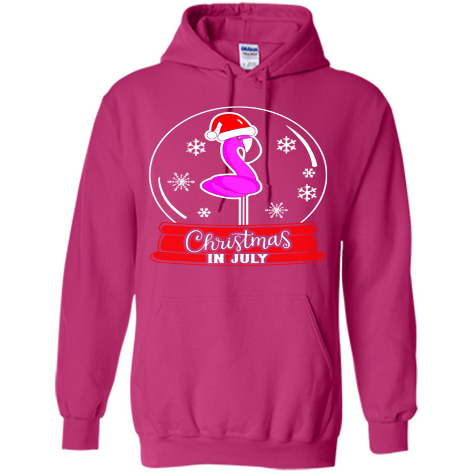 Christmas In July Flamingo Snow Globe Santa Hat - Hoodie