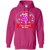 Christmas In July Flamingo Snow Globe Santa Hat - Hoodie