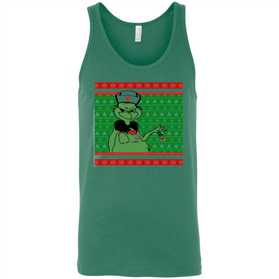 Grinch Nurse Ugly Christmas Sporty T-Shirt PINGPONG - Canvas Unisex Tank