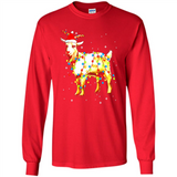 Christmas Lights Goat Wearing Santa Hat T-Shirt - Long Sleeve T-Shirt