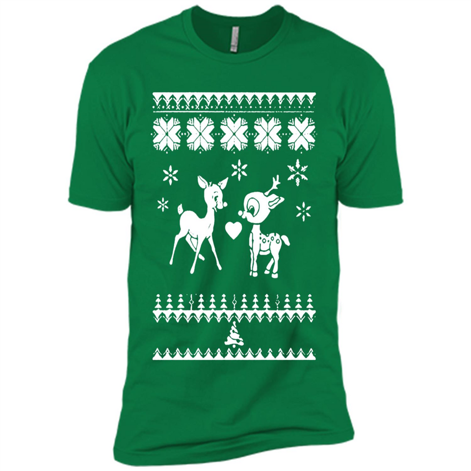 Rudolph and Clarice Ugly Christmas Sweater - Premium Short Sleeve T-Shirt