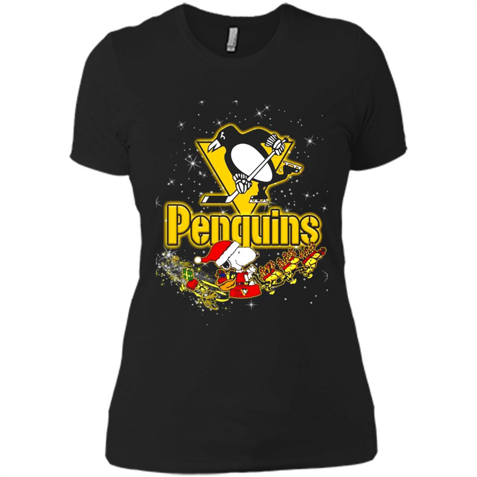 Snoopy Christmas Pittsburgh Penguins - Ladies' Boyfriend T-Shirt