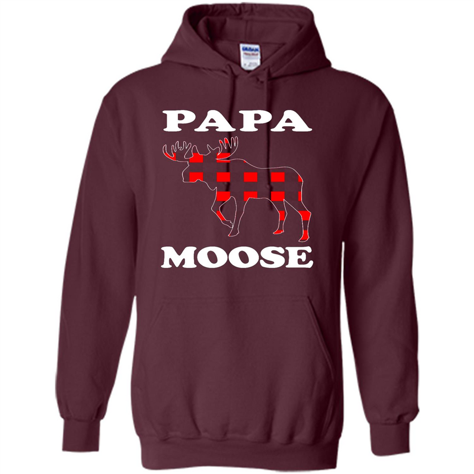 Papa Moose Funny Christmas Plaid Buffalo T-Shirt - Hoodie