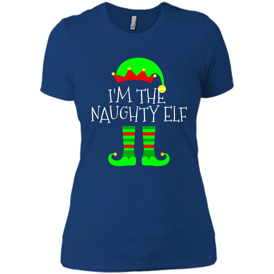 Matching Family Christmas Shirt Funny I'm The Naughty Elf Black mugs PINGPONG - Ladies' Boyfriend T-Shirt