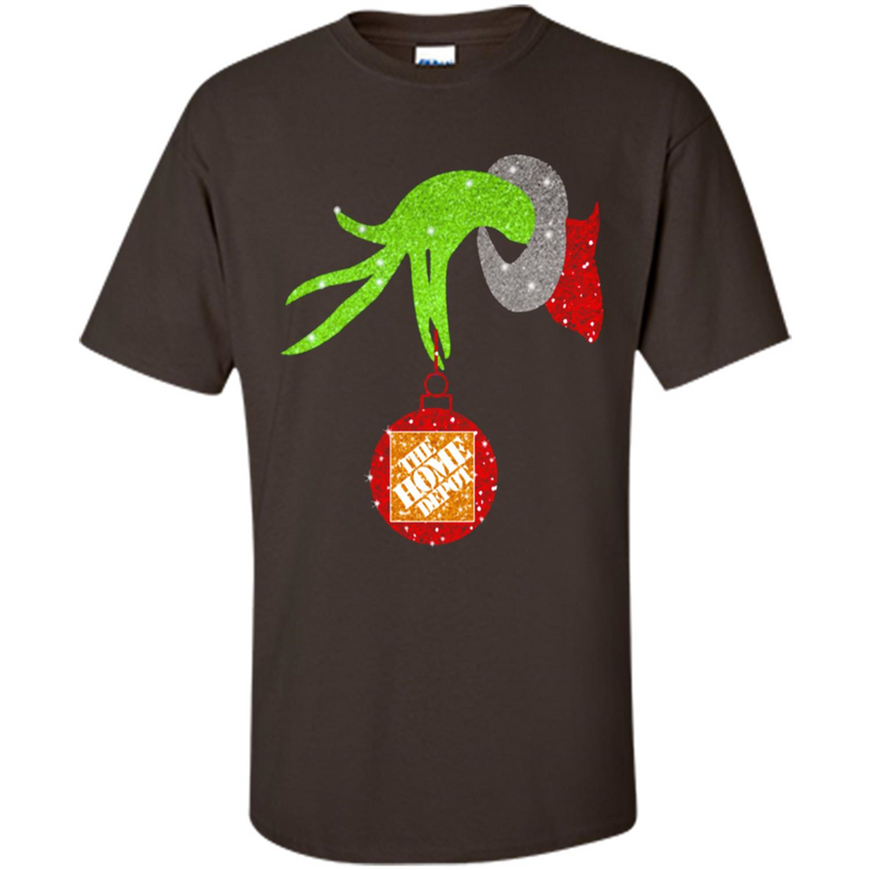 Grinch hand holding Logo HomeDepot Glitter Christmas - Shirt