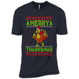 Merry Thankmas Ugly Xmas Thanksgiving Turkey Sweatshirt - Premium Short Sleeve T-Shirt