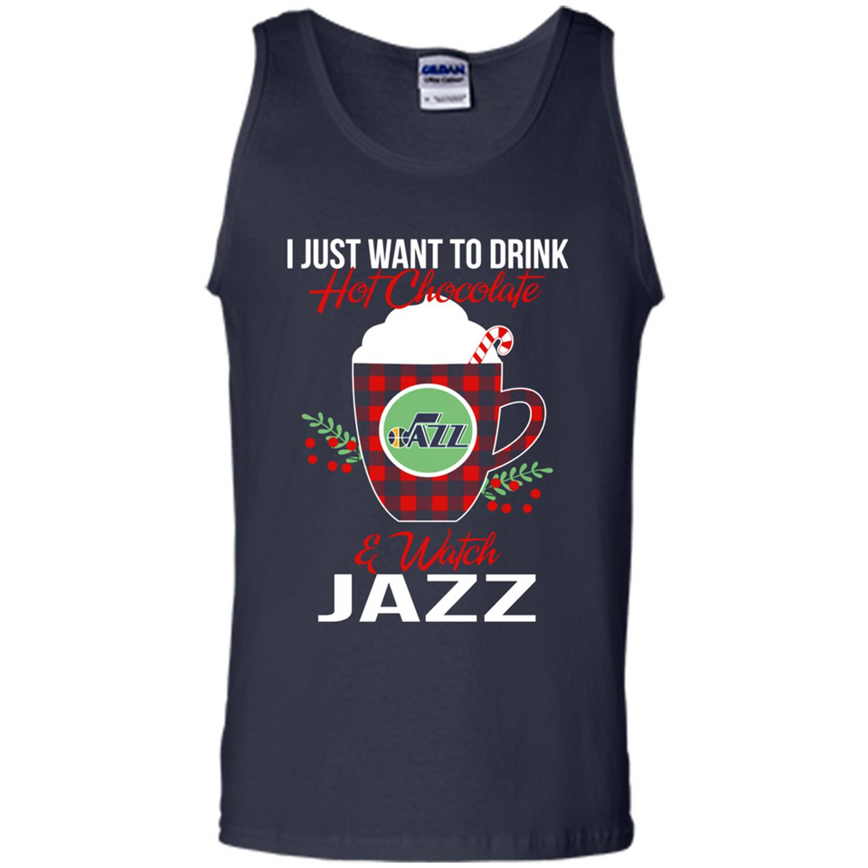 I Just Want To Drink Hot Chocolate & Watch Utah Jazz Ugly Christmas Sweater PINGPONG