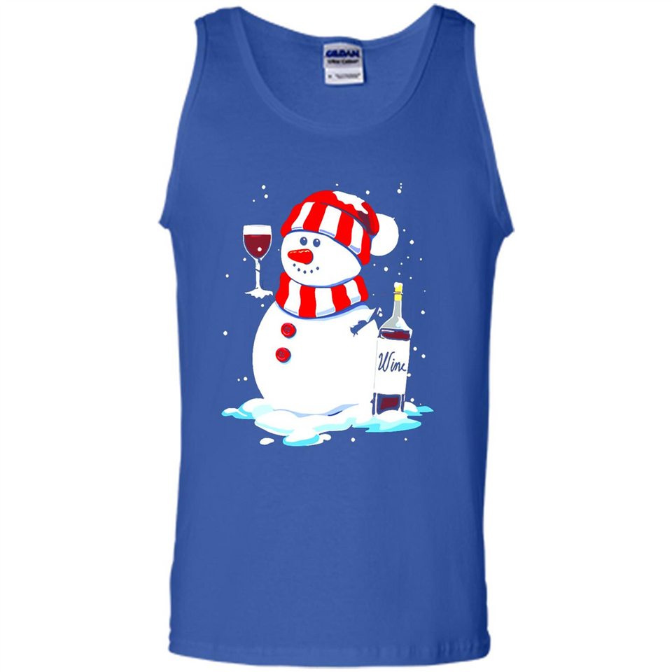Cute Snowman drink Red Wine Christmas T-Shirt - Tank Top