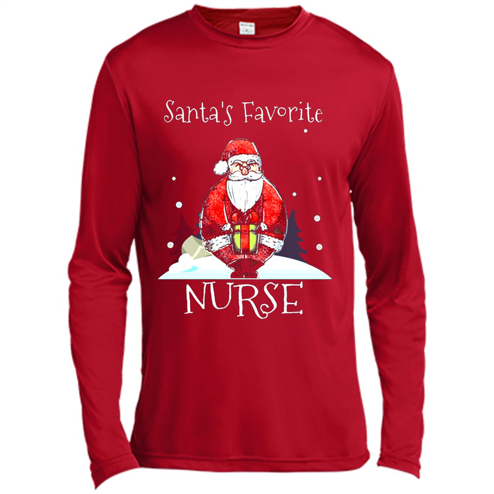 Funny Christmas Nurse Shirt, Santa_s Favorite Nurse - Canvas Long Sleeve T-Shirt