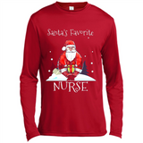 Funny Christmas Nurse Shirt, Santa_s Favorite Nurse - Canvas Long Sleeve T-Shirt