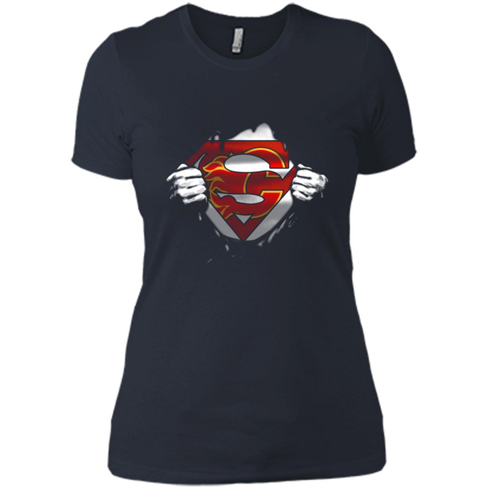 Calgary Flames And Superman Fans - Ladies' Boyfriend T-Shirt