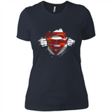 Calgary Flames And Superman Fans - Ladies' Boyfriend T-Shirt
