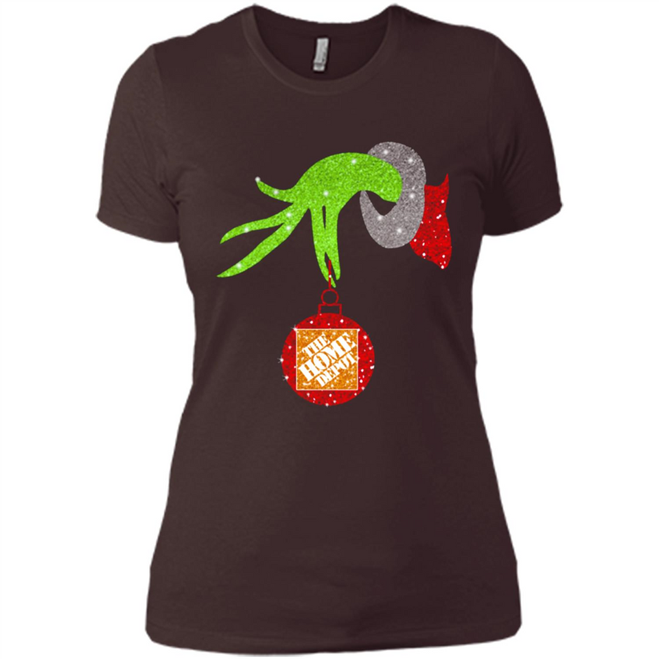 Grinch hand holding Logo HomeDepot Glitter Christmas - Ladies' Boyfriend T-Shirt