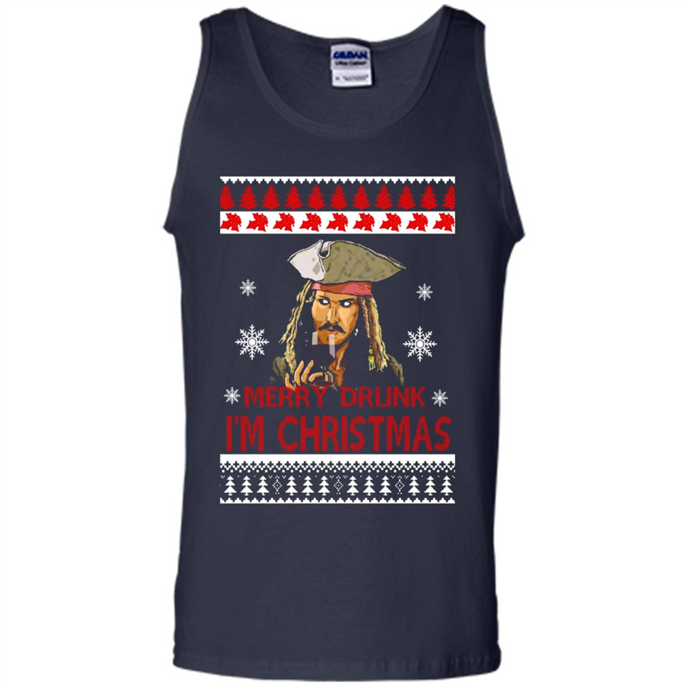 Jack sparrow Merry Drunk I'm Christmas - Tank Top