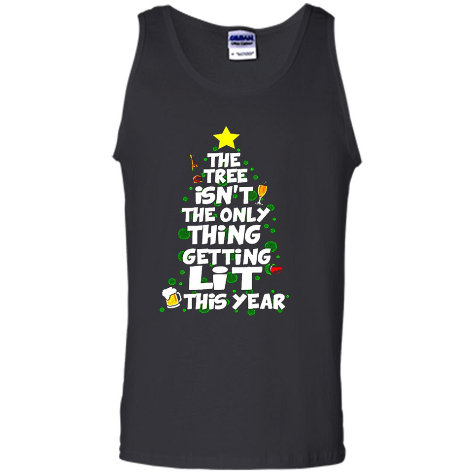 Funny Christmas Tree Drinking Sweatshirt Adult Boozy Festive - Tank Top