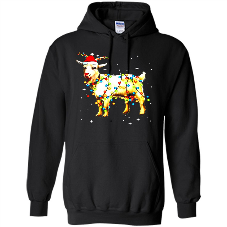 Christmas Lights Goat Wearing Santa Hat T-Shirt - Hoodie