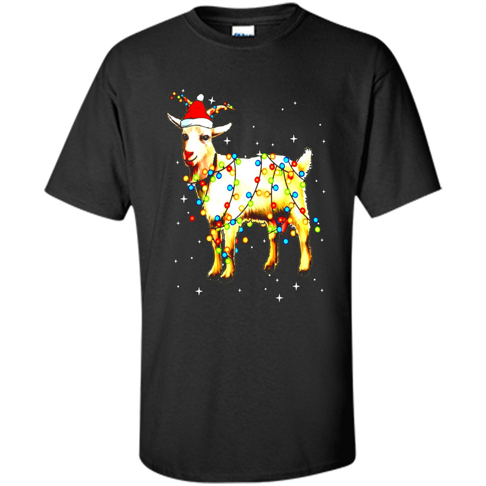 Christmas Lights Goat Wearing Santa Hat T-Shirt - Shirt