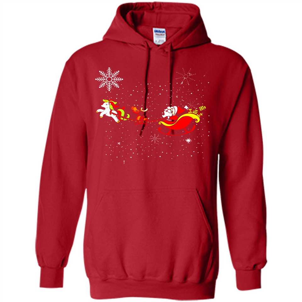 Christmas Unicorn Rudolph and Santa - Hoodie