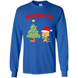 Meow merry christmas- cat and pine merry christmas - Long Sleeve T-Shirt