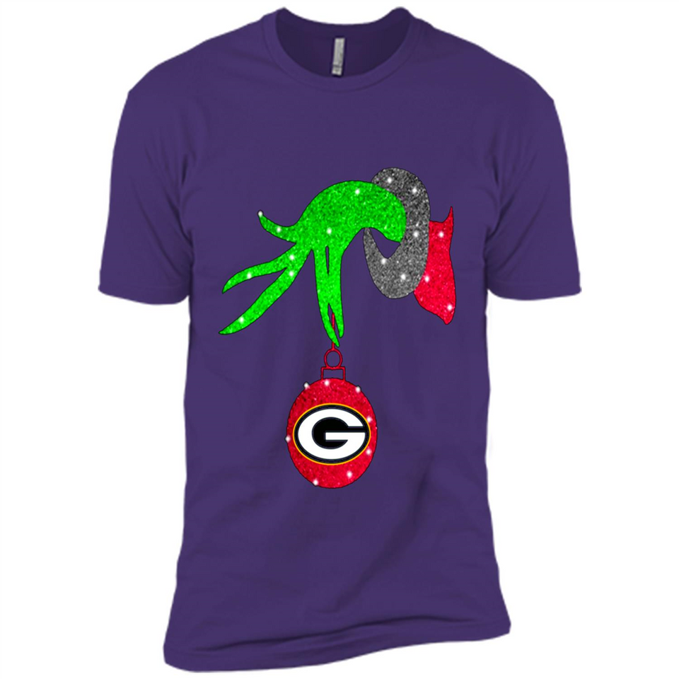GRINCH HAND HOLDING GREEN BAY PACKERS GLITTER CHRISTMAS PINGPONG