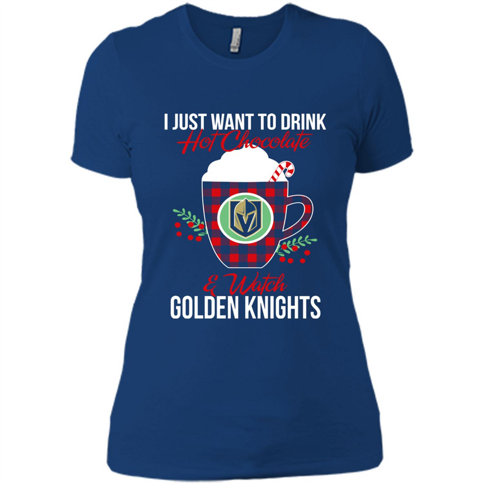 I Just Want To Drink Hot Chocolate & Watch Vegas Golden Knights Ugly Christmas Sweater PINGPONG