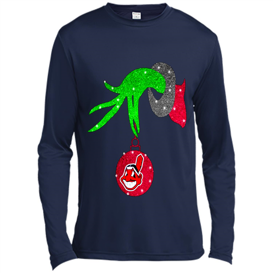 GRINCH HAND HOLDING CLEVELAND INDIANS GLITTER CHRISTMAS PINGPONG