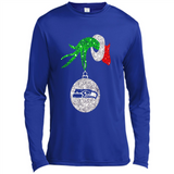 Funny Seattle Seahawks Glitter Grinch Monogram Ornament Christmas Gift - Canvas Long Sleeve T-Shirt