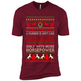 Funny Farmers Gift Ugly Santa Claus Horsepower - Premium Short Sleeve T-Shirt