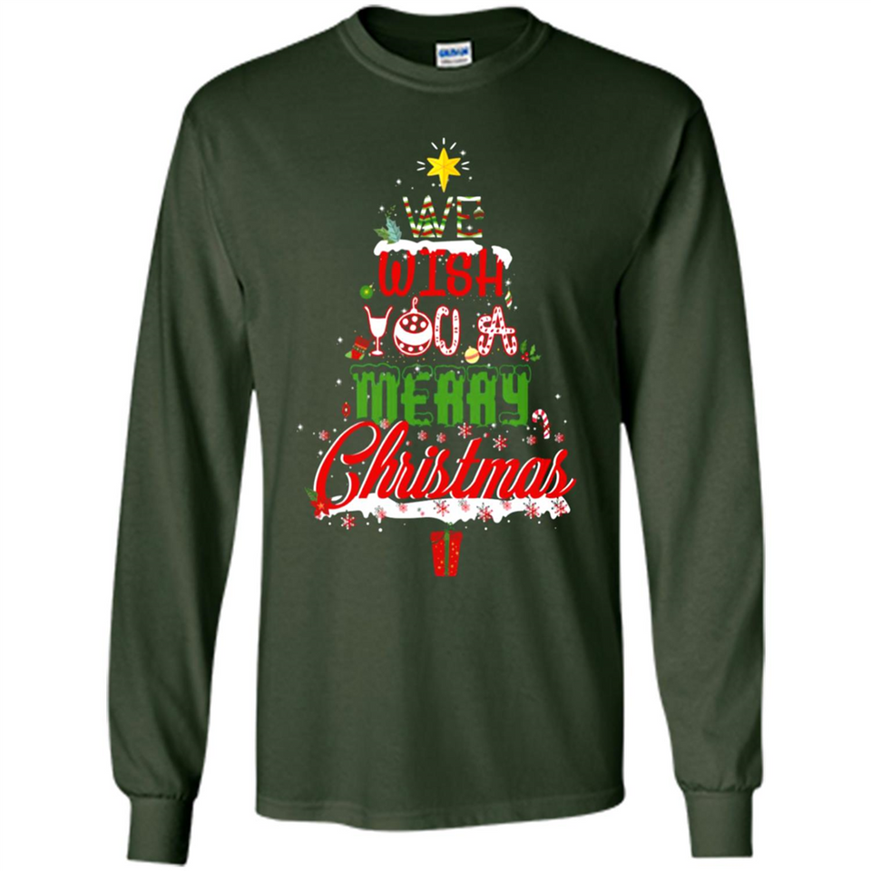 We Wish You A Merry Christmas Funny Pine Gift Sleeve - Long Sleeve T-Shirt